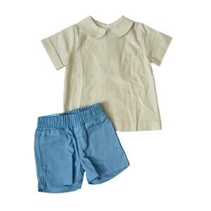 NWT Bailey Boys 12M Peter Pan Collar Piped Shirt Set